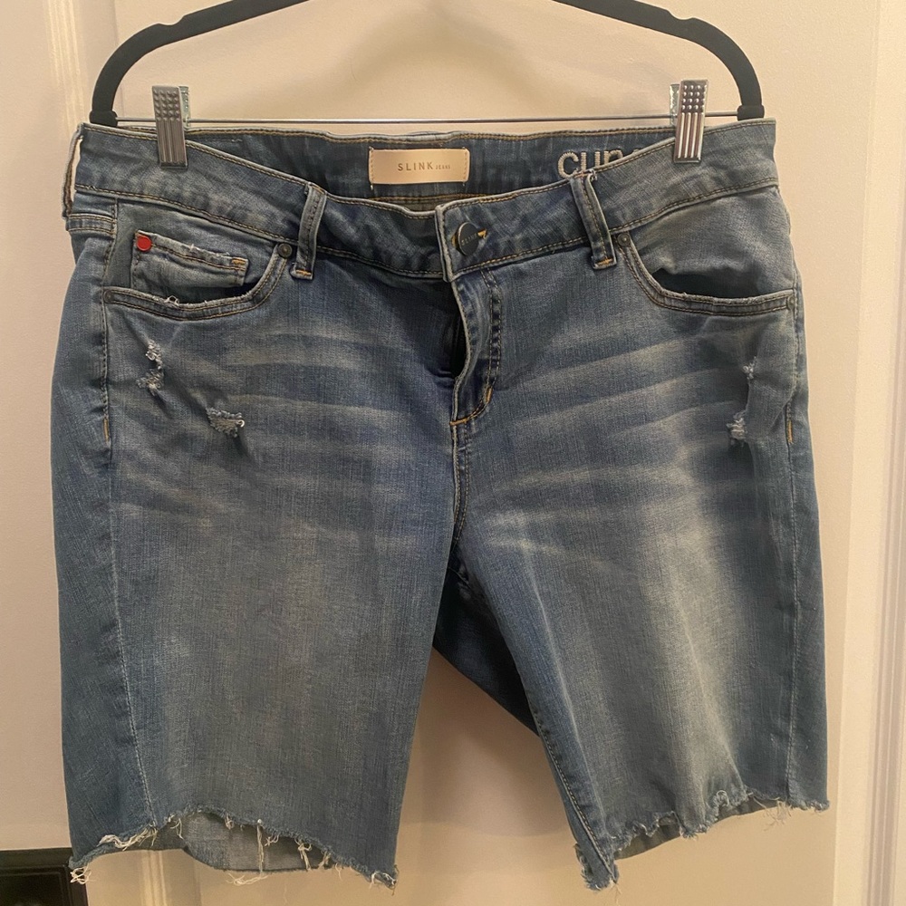 Slink distressed denim jean shorts curvy-16
